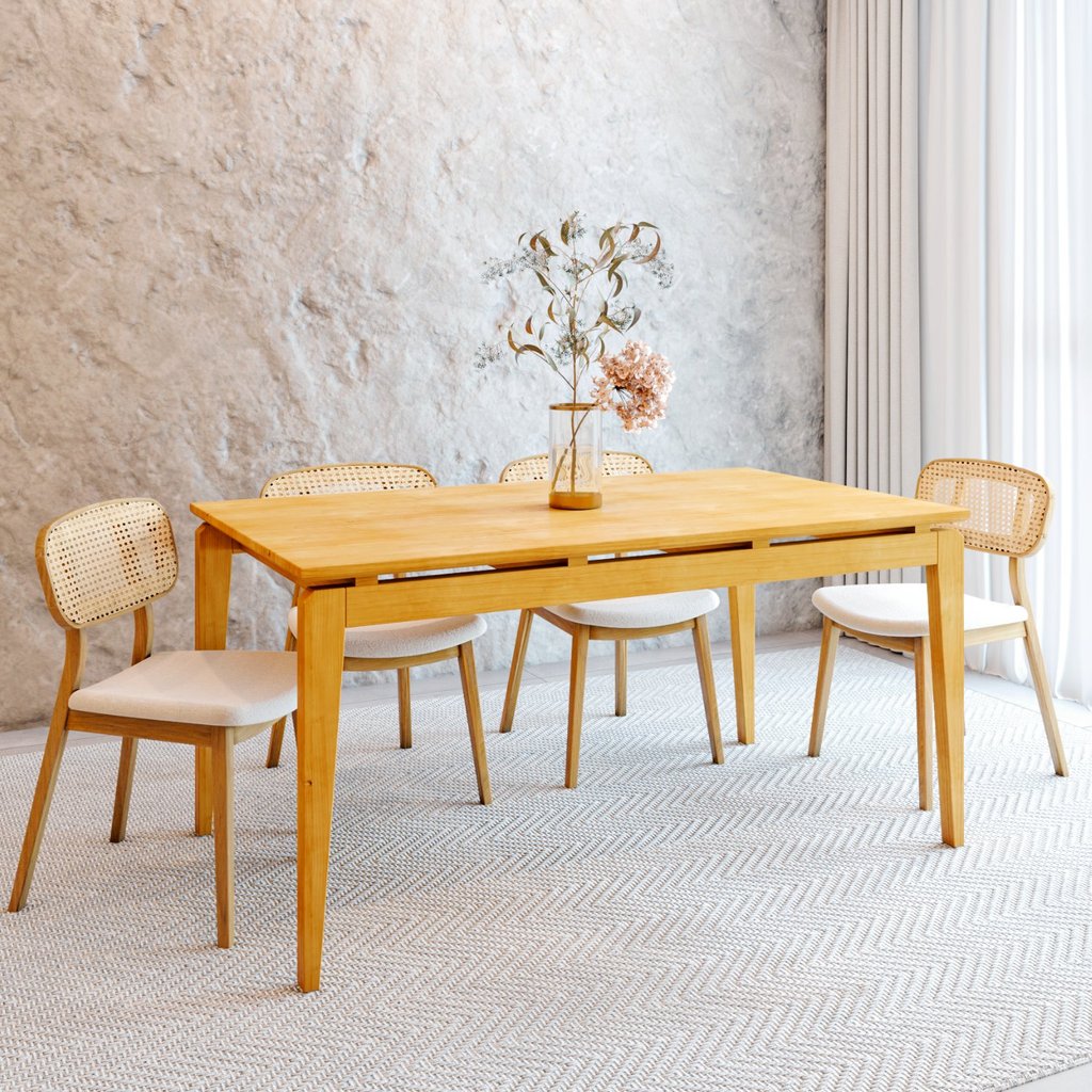 Mesa de Jantar 160x90cm Madeira Maciça Seiva CabeCasa MadeiraOriginals Amêndoa