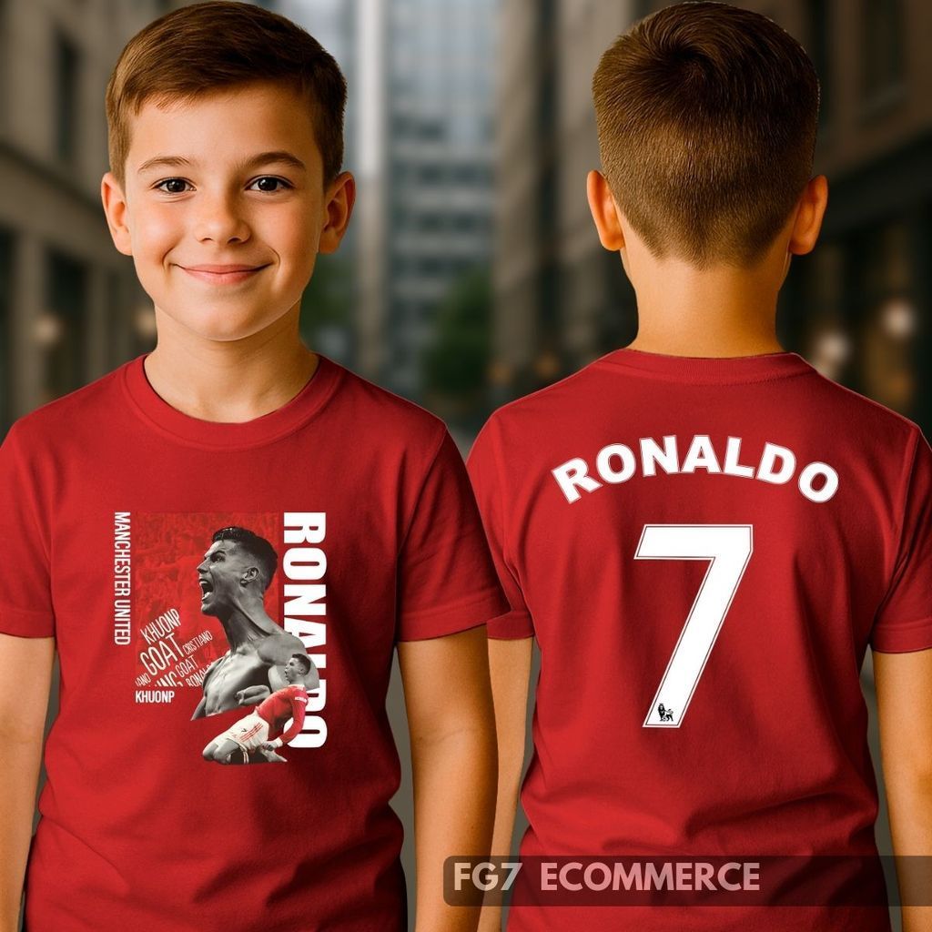 Camiseta CR7 Infantil juvenil Jogador Cristiano Ronaldo Futebol Blusa CR7 Robozão Melhor Criança estampa DTFAniversario 