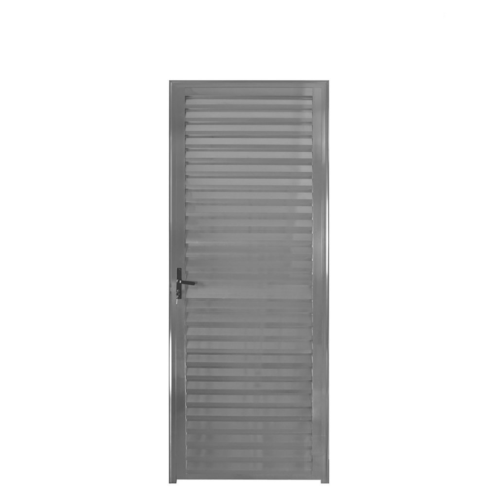 Porta de Alumínio Lambril 210x80cm Palheta Hale Esquadrias Abertura Esquerda Brilhante Cromado
