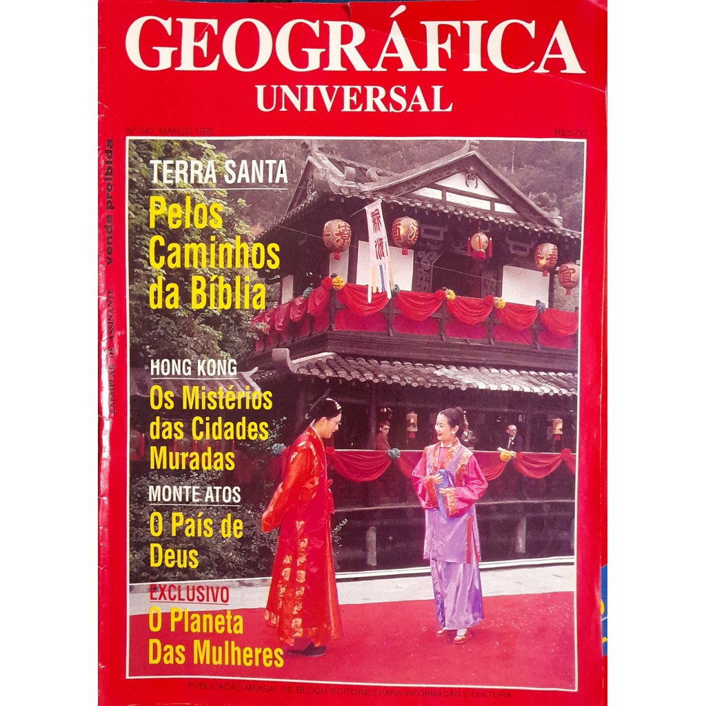 Revista Geográfica Universal nº 242 Março 1995 Terra Santa , Hong Kong de Bloch 7992583