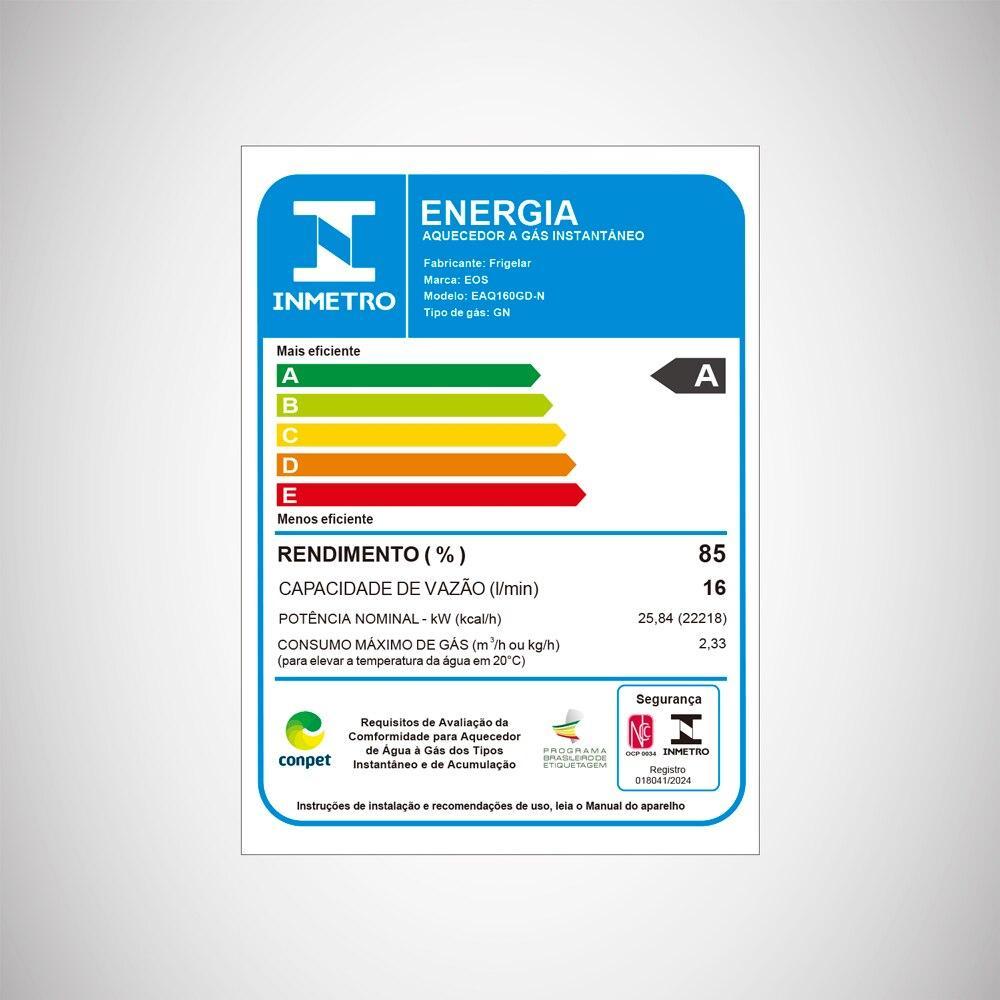 Aquecedor de Água a Gás EOS Digital 16 Litros (Gás Natural) Exaustão Forçada Branco EAQ160GD-N Bivolt · foto 2