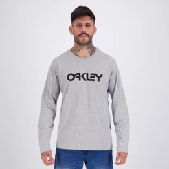 Camiseta Oakley Mark II Manga Longa Cinza e Preta