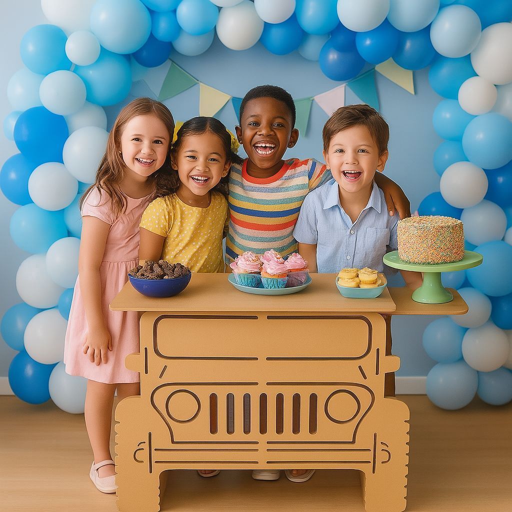 Mesa Festa Jeep em MDF – Painel Infantil Temático para Doces, Lembrancinhas e Bolo