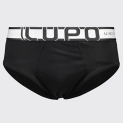 Cueca Slip Lupo Algodão com Elastano Logo Preta