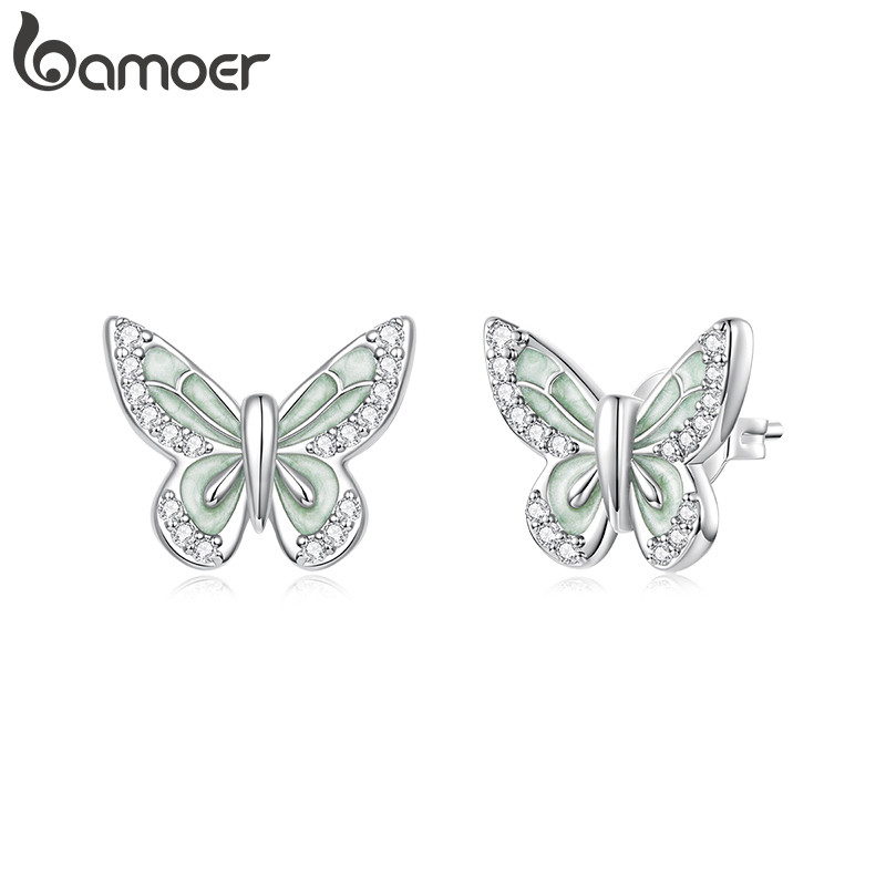 Brincos Bamoer Borboleta Verde Joias Da Moda Para Presente Feminino