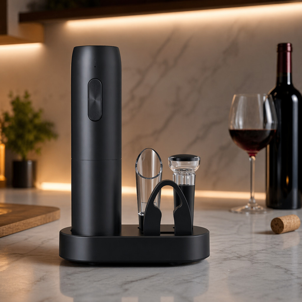 Saca Rolha Automático Elétrico para Vinho com Cortador Lacre Rolha Vácuo OIH-2403