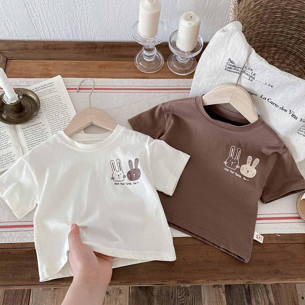 Versão coreana roupas de verão bebê manga curta camiseta fina dos desenhos animados meninos meninas crianças Casual puro