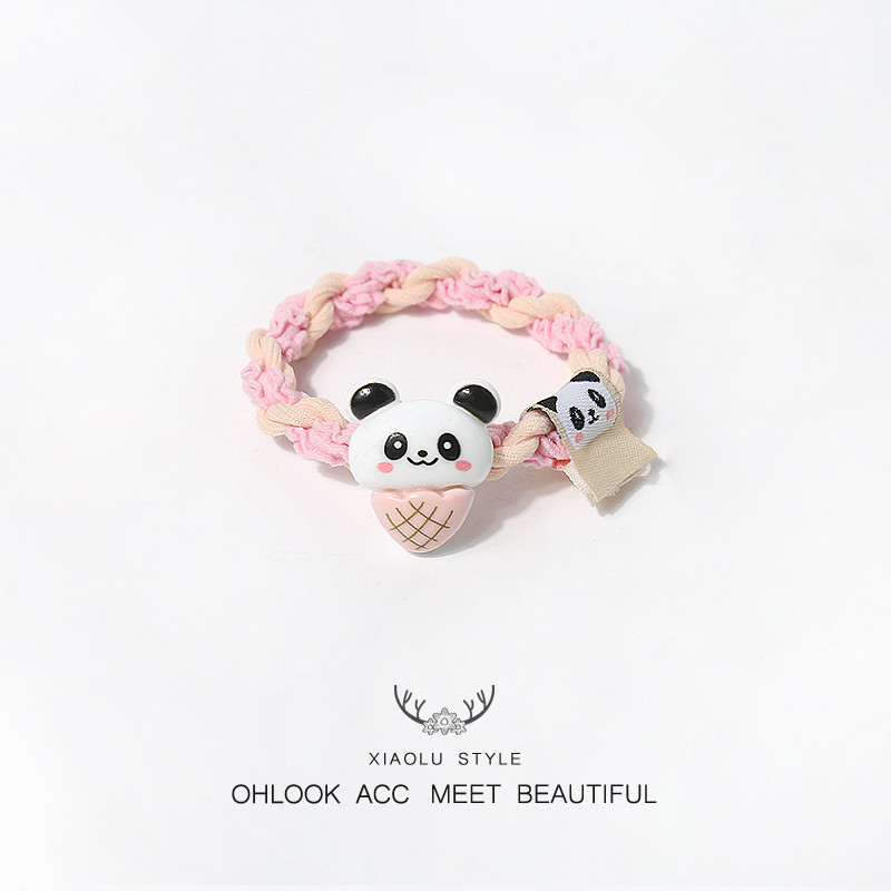 Doce rosa sobremesa café Panda anel de cabelo bonito All-Match alto rabo de cavalo cocar trançado corda de cabelo cabeça