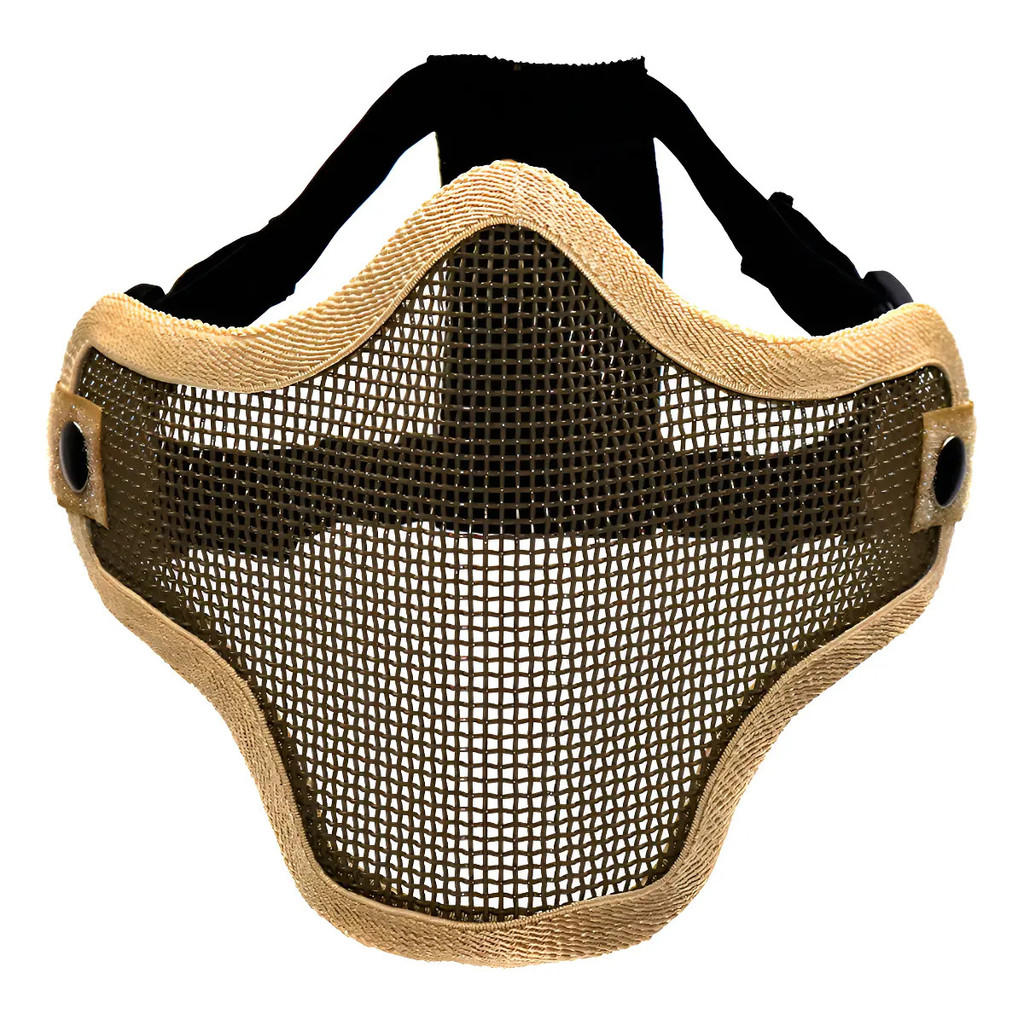 Máscara Telada Meia Face Tan Caqui Proteção Airsoft Desenho Liso Tamanho Único