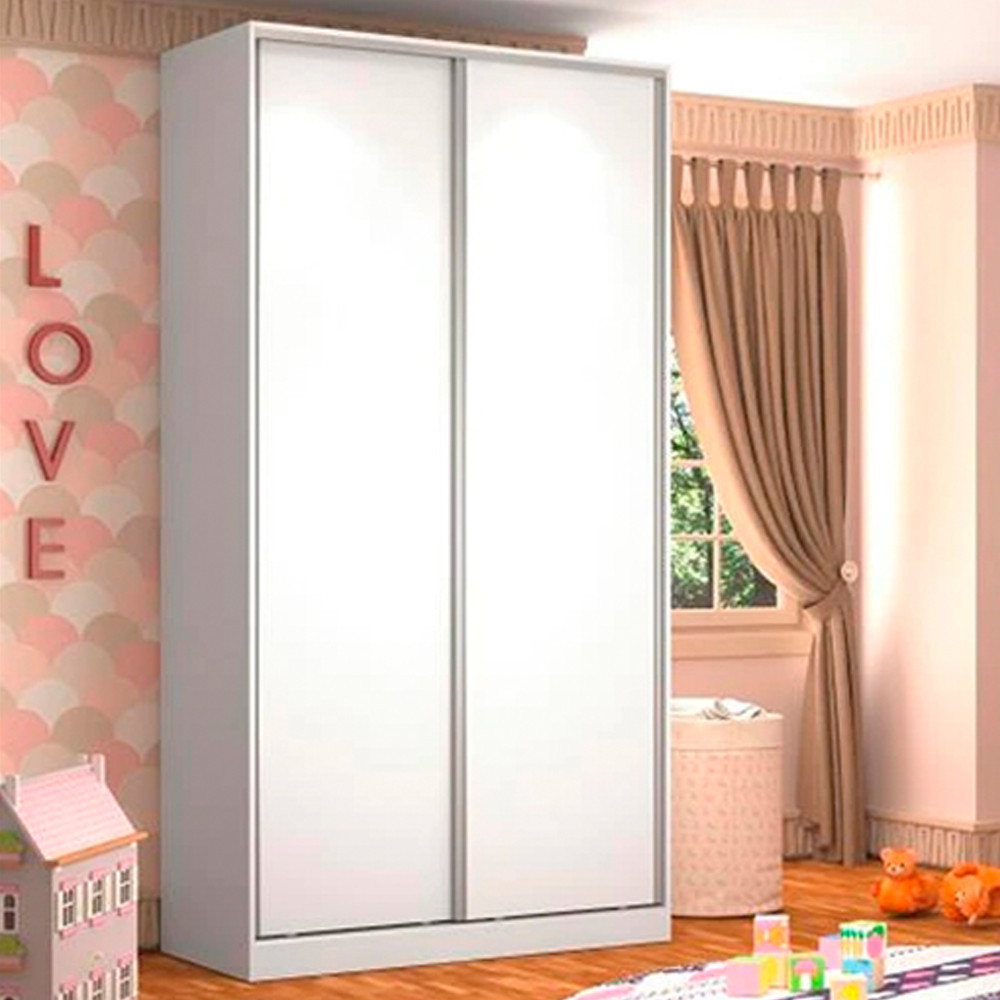Guarda-Roupa Compact com 2 Portas de Correr, 3 Gavetas e 6 Prateleiras Nova Mobile