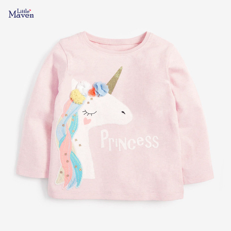 Outono novo estilo comércio exterior roupas infantis meninas camiseta de manga comprida puro algodão crianças bebê topo 