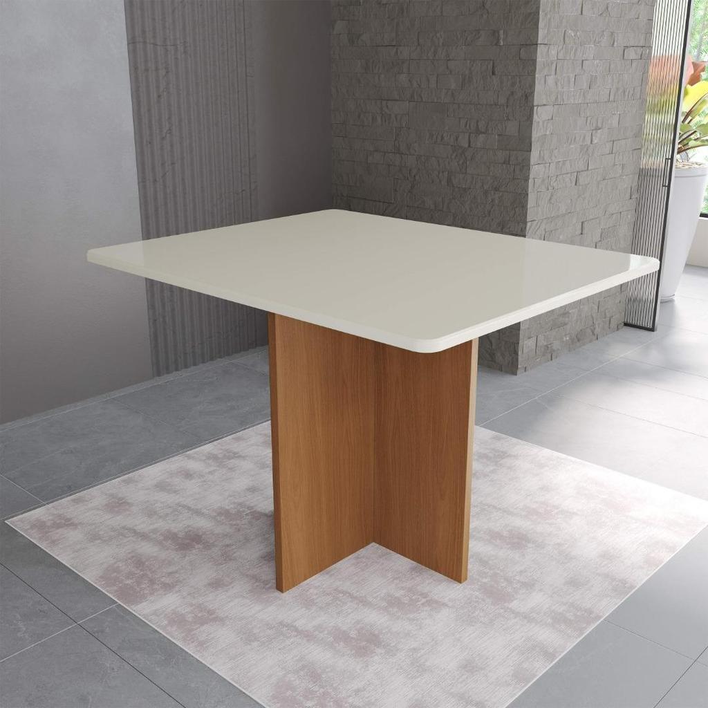 Mesa de Jantar Retangular Tampo de Madeira Fidelitá Itália 110cm Freijó/Off-Whit