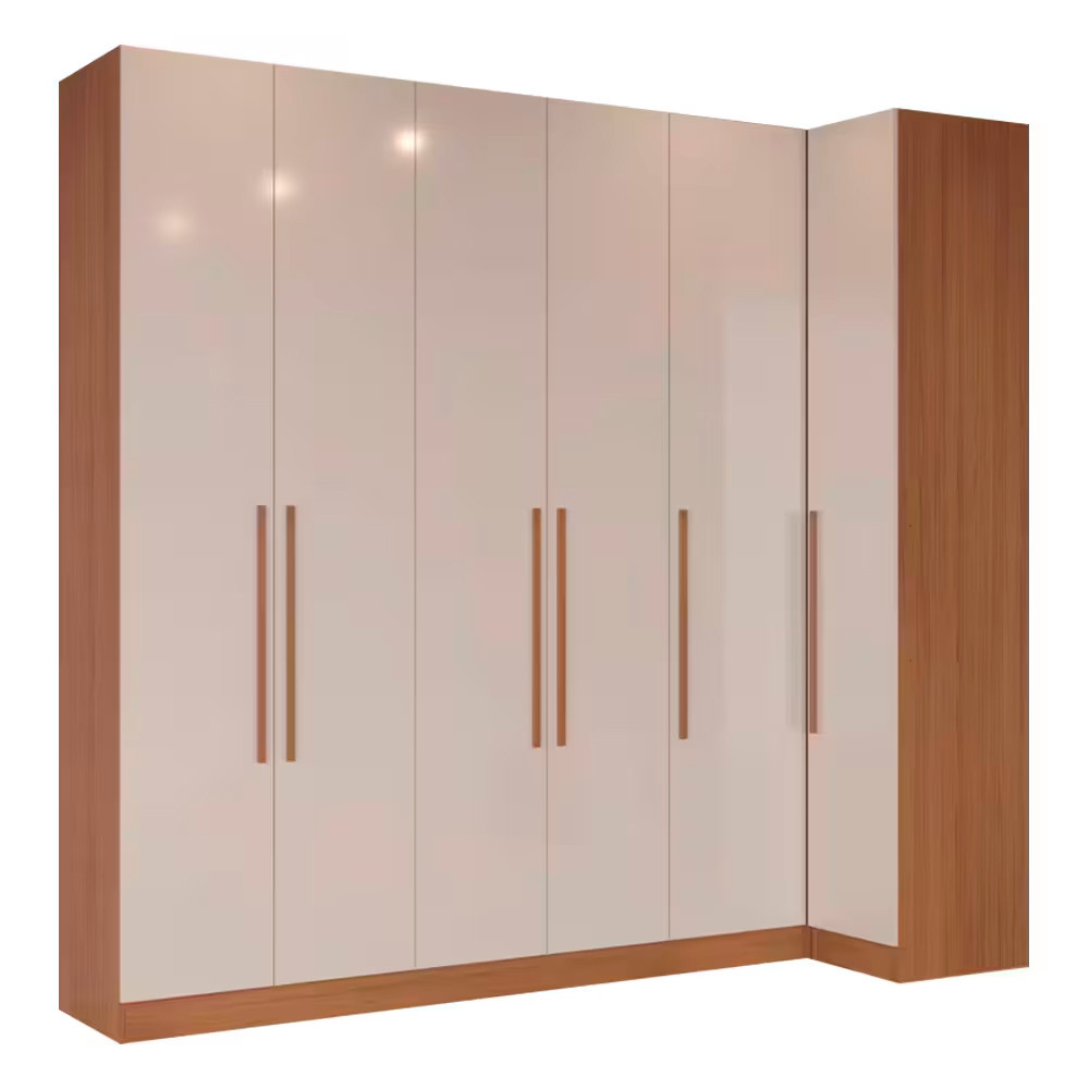 Guarda Roupa Modulado Casal Canto Reto Lugano 6 Portas 3 Gavetas 10 Prateleiras com 3 Peças Bartira