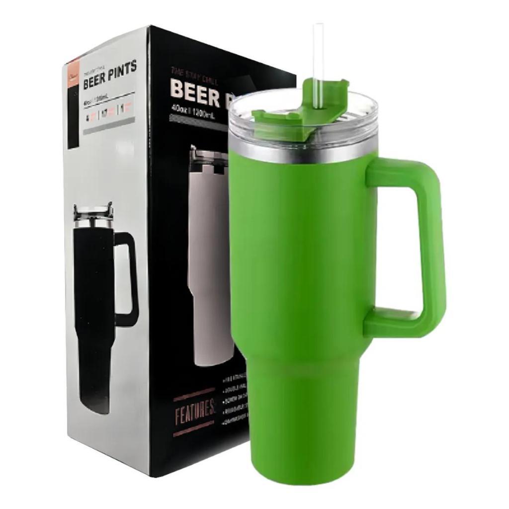 Copo térmico Com Isolamento De Aço Inoxidável 1200ml De Grande Capacidade cor Verde