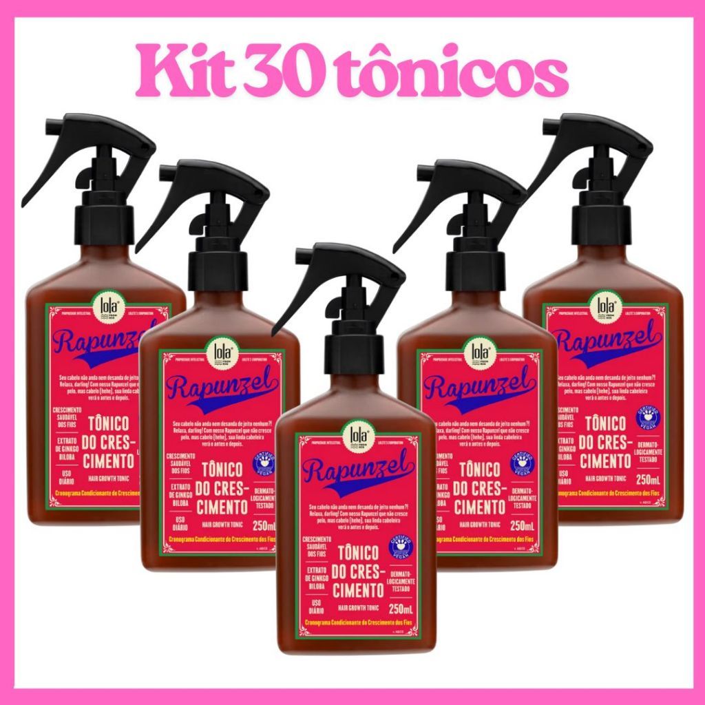 Kit Lojista 30x Tônico Rapunzel 250ml Lola Cosmetics | Crescimento Acelerado & Menos Queda