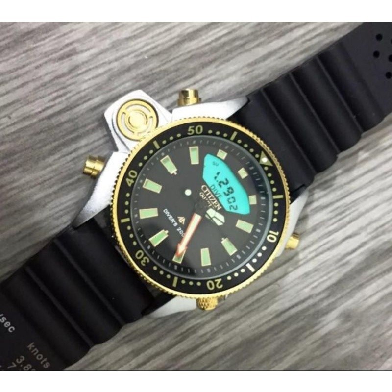 relógio masculino citzen Aqualand série ouro pulseira de borracha caixa da marca