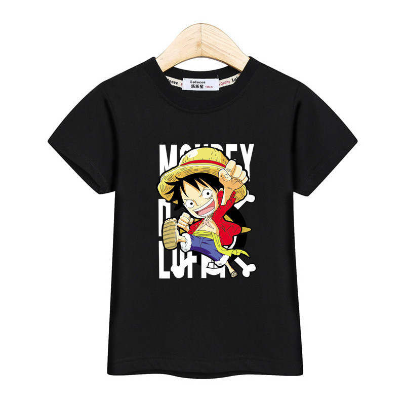 Camiseta Camisa Blusa Infantil Anime JP Luffy One Piece Unissex Camisa Infantil Tamanho 1 a 16