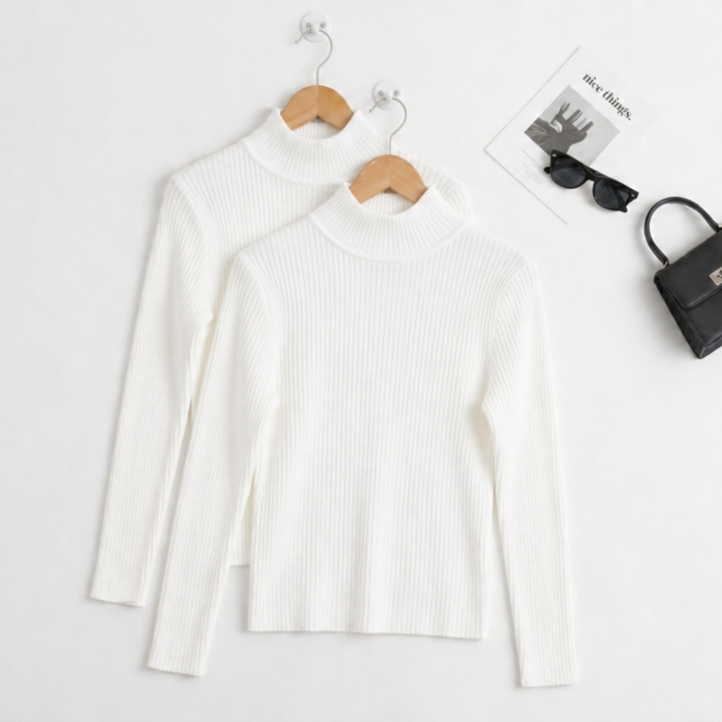 Kit 2 Blusa Gola Alta de Frio Feminina para Inverno Classica Blusa de Frio Cacharrel Canelada Lisa
