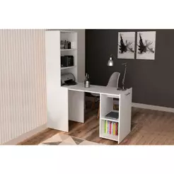 Mesa Multiuso Escritório Retrátil ME4171 c/ 5 Nichos Branco - Tecno Mobili