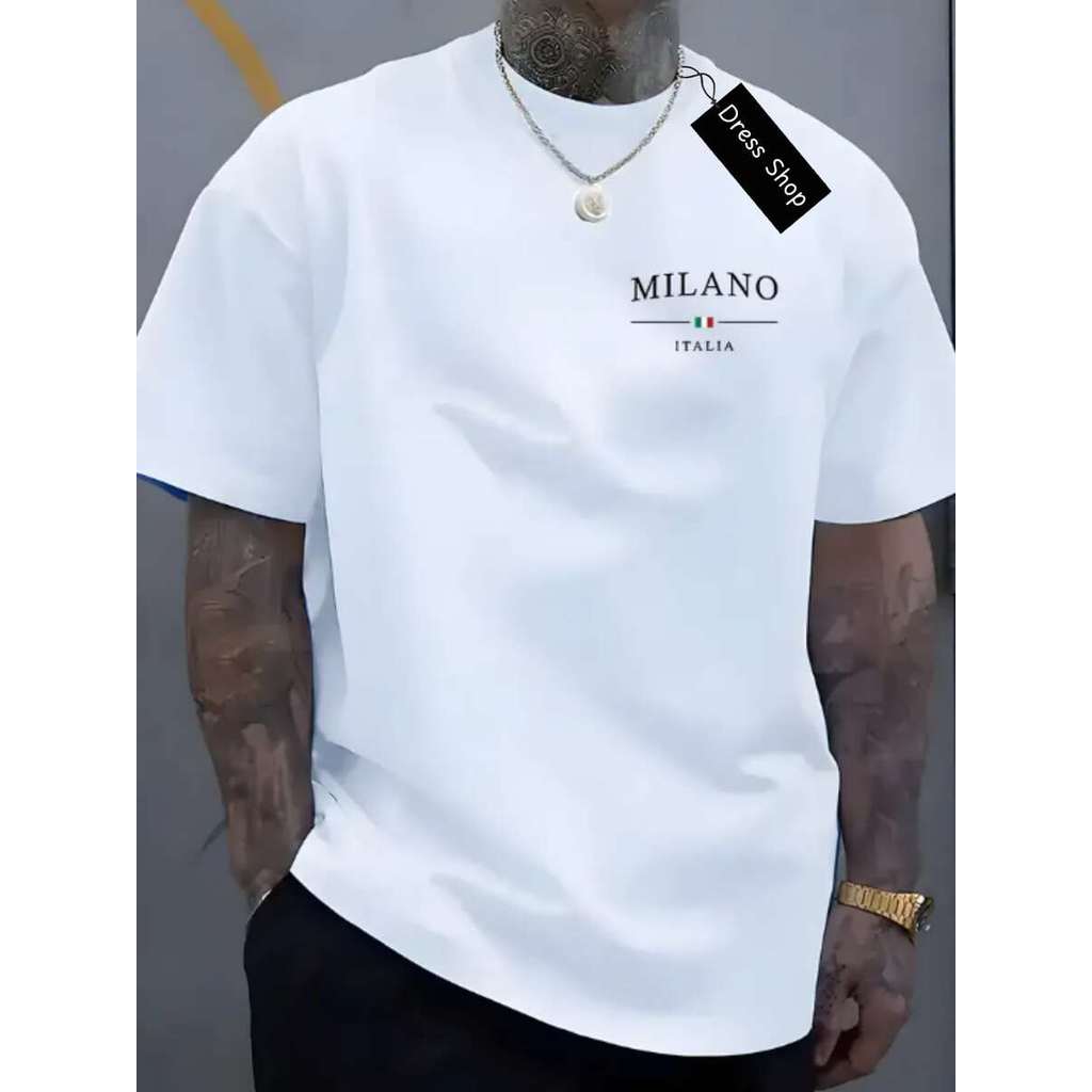 Camiseta Masculina 100% Algodão Milano Italia lateral Blusa basica manga curta Estilo Casual Masculino Premium Primave