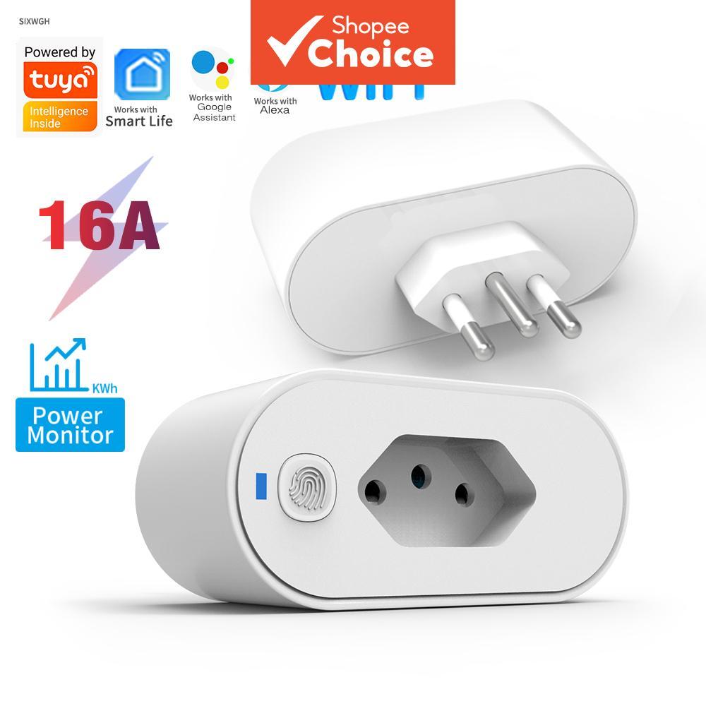 Tuya WiFi Tomada Inteligente 16A Adaptador Sem Fio Automação Funciona com Alexa Google