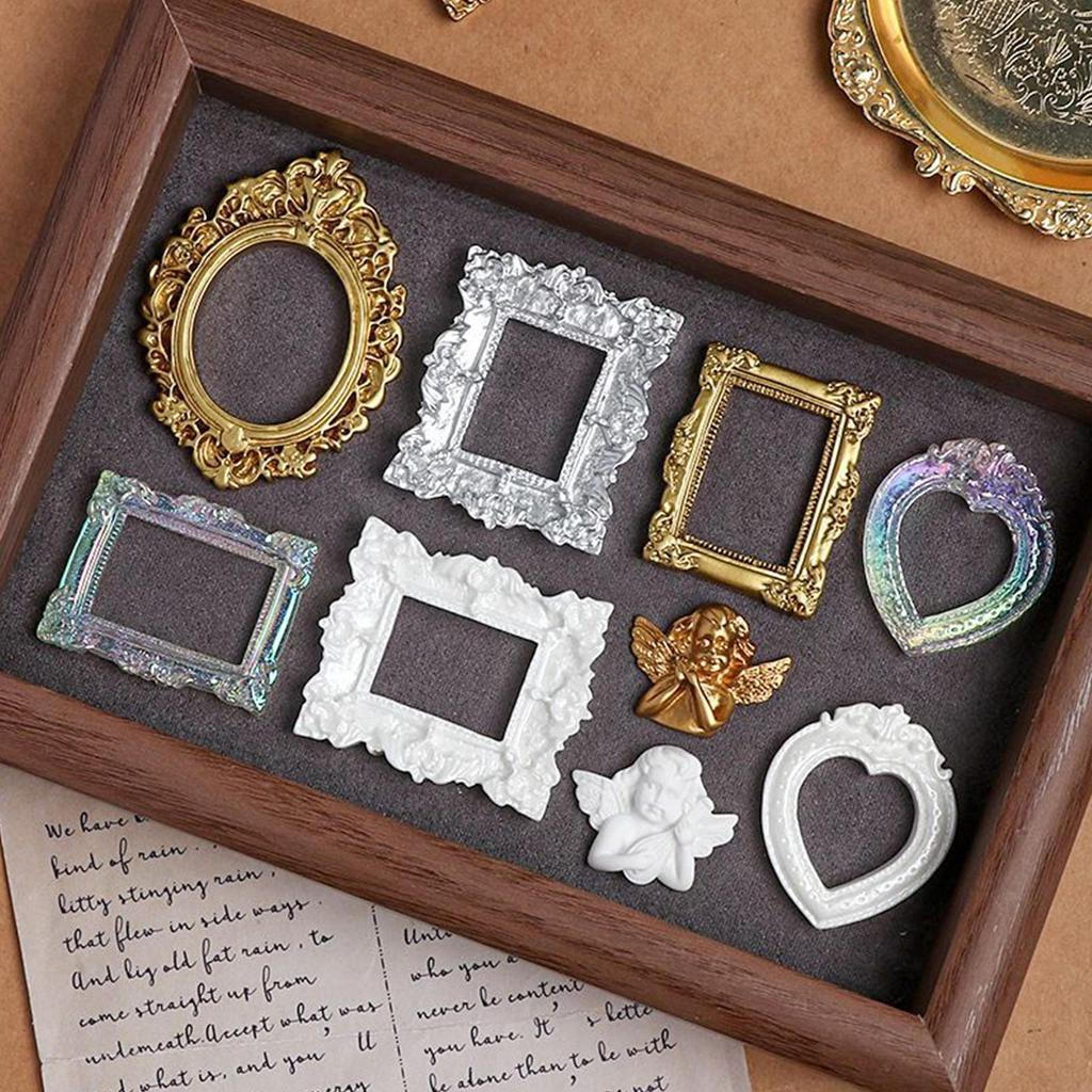 9 Pçs Mini Molduras De Resina Do Vintage Fotografia Decoração Parede Casais & Família Imagem Exibição Moldura