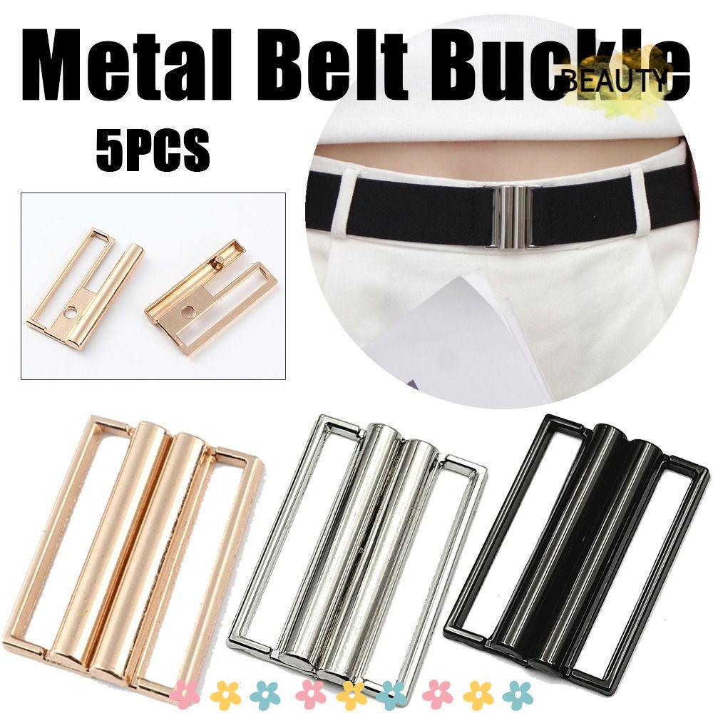 BEAUTYHOMEBR 5 Peças De Fecho De Metal , Fivela De Cinto Quadrada Universal Cintura Elástica Preta Dourada E Prateada