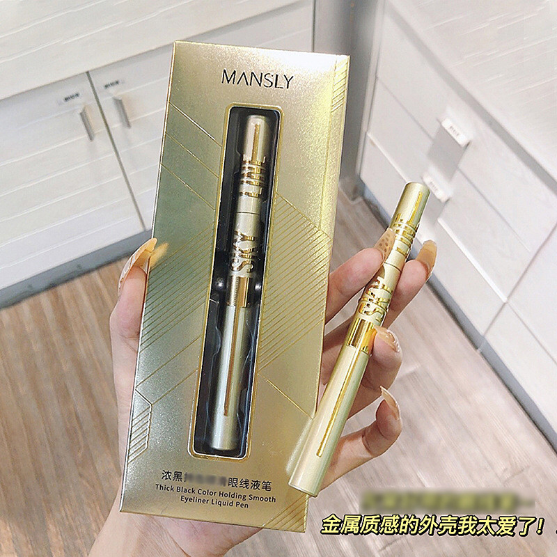 MANSLY MANSLY Caneta delineadora líquida preta grossa esponja ponta fina maquiagem para os olhos M477 MANSLY