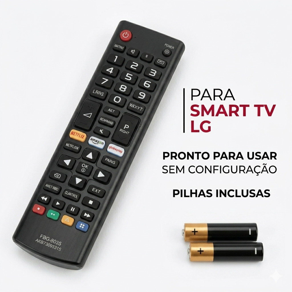 Controle Universal LG Smart TV LED 4K NETFLIX + Kit com Pilhas