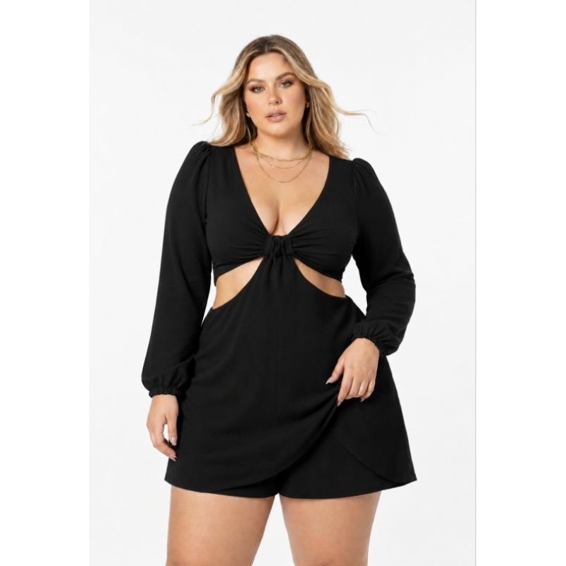 MACAQUINHO VESTIDO MANGA LONGA SHORT SAIA DUNA NÃO AMASSA NÃO MARCA CAIMENTO PERFEITO PLUS SIZE 36 AO 62