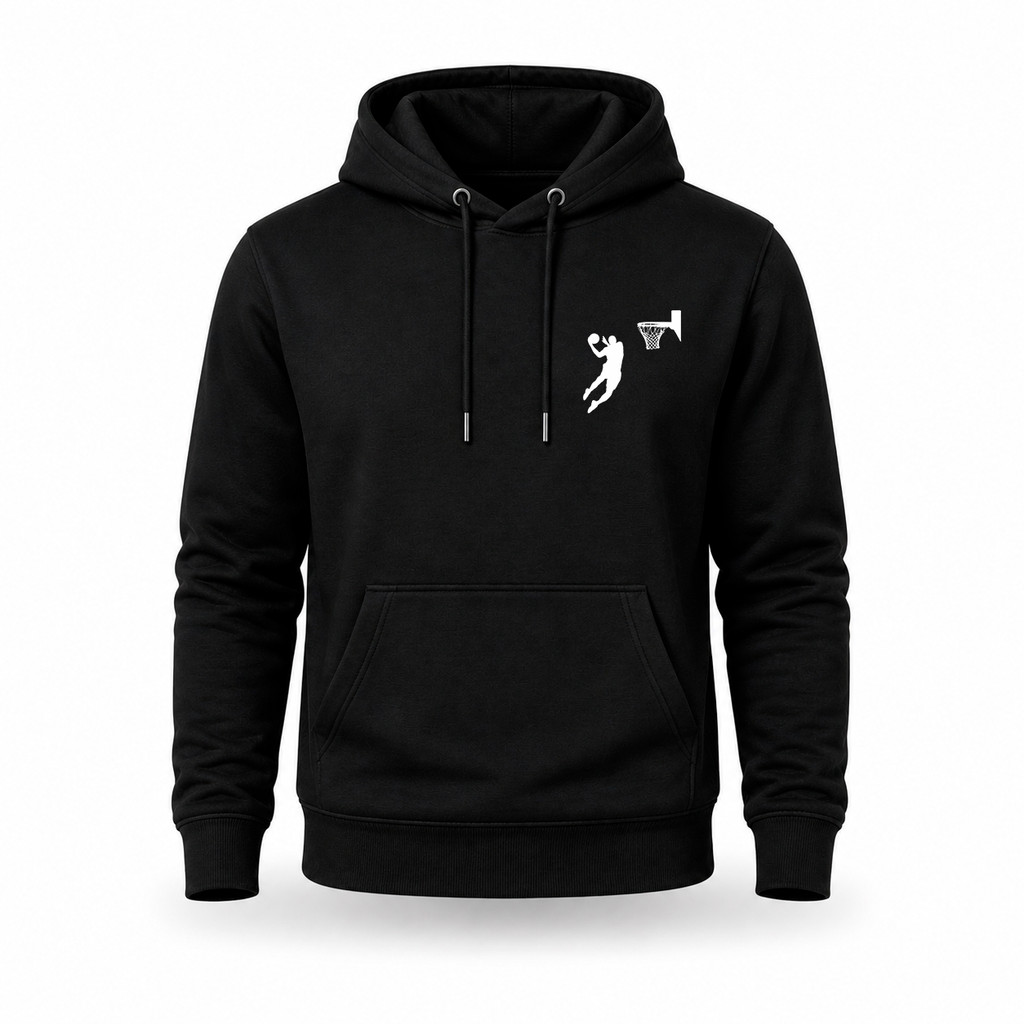 Moletom Masculino Canguru Estampa Basquete Minimalista - 100% Algodão - Streetwear Premium - Canguru