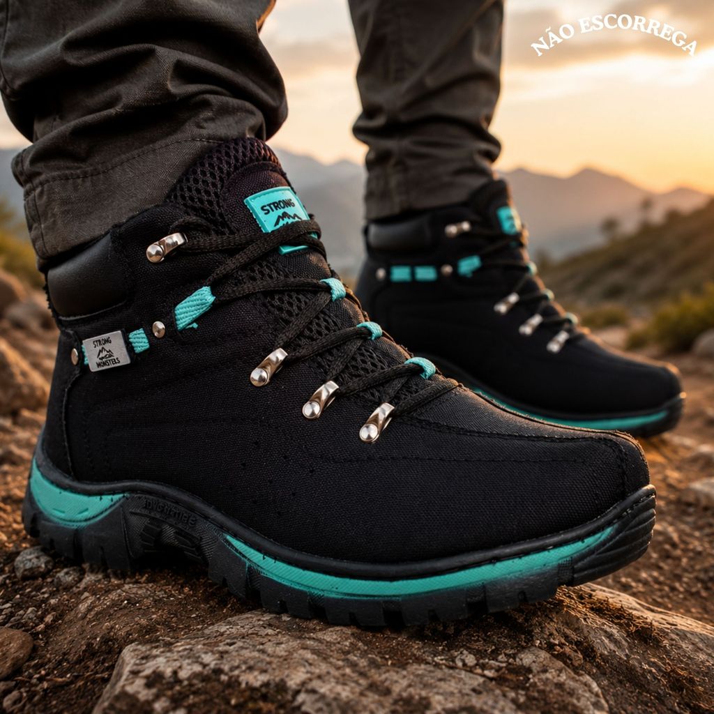 Bota Masculina  Coturno Adventure  Bota Trabalho Lona Reforçada Sola Borracha.