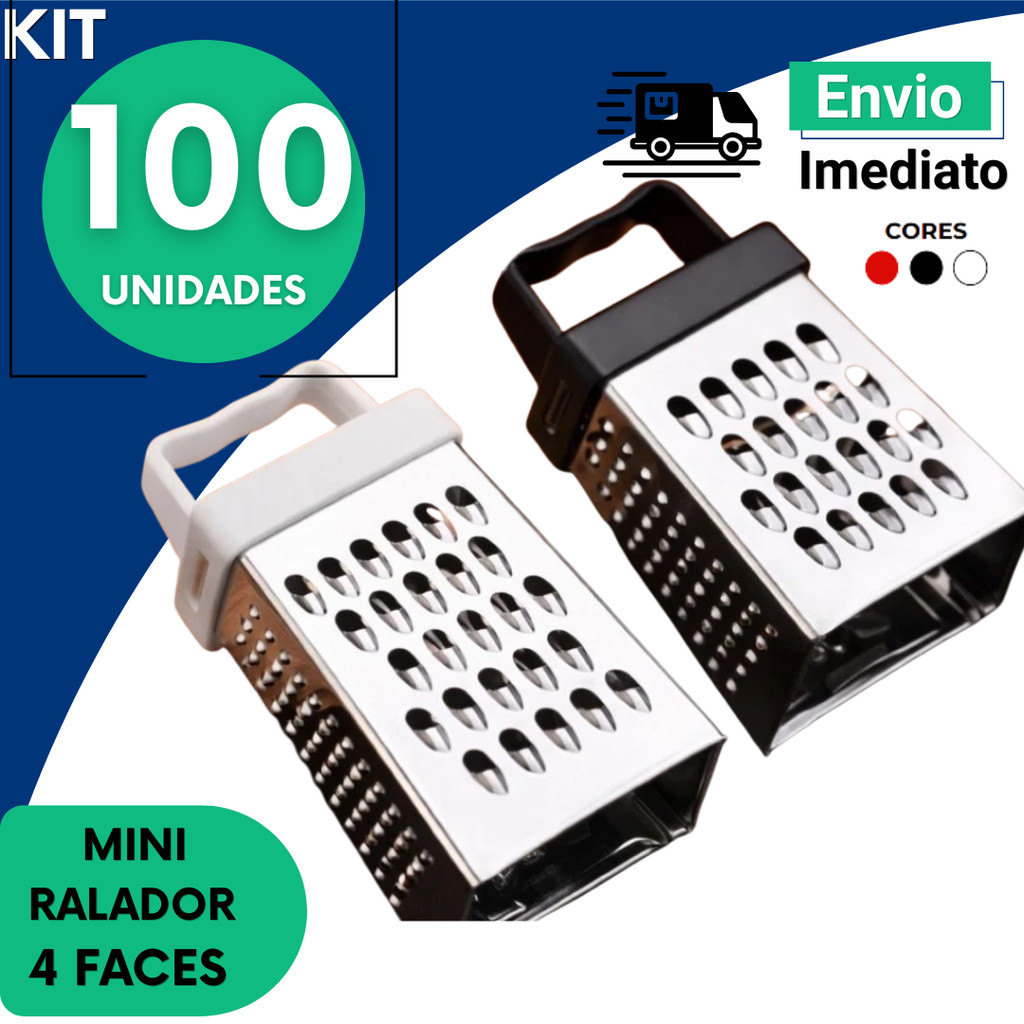 Mini Ralador Inox 4 Faces 3,1" kit 100, 75 50 ou 35Un Colorido Multiuso Ralar Queijo Legumes Cozinha Compacto