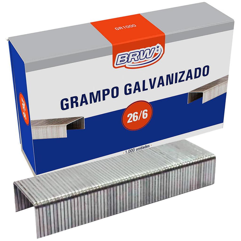Grampo para Grampeador Galvanizado 26/6 Caixa de Grampos em Aço e Zinco Anti-Ferrugem BRW