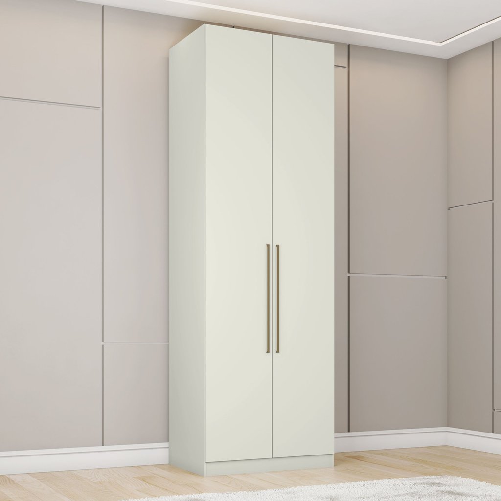 Guarda Roupa 2 Portas 3 Gavetas Seletto Branco/Areia HP Areia HP