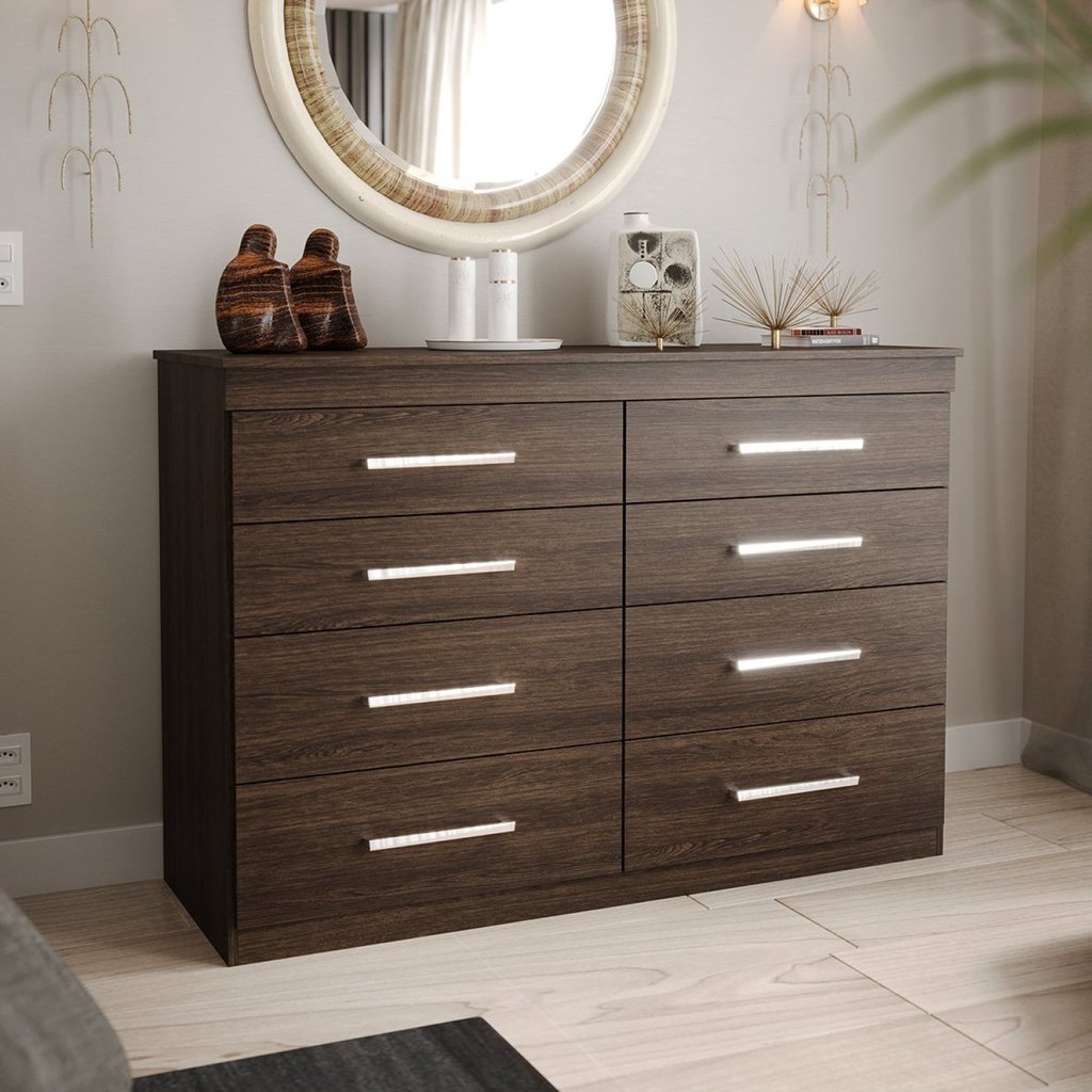 Cômoda para Quarto 8 Gavetas Gênova Plus Capuccino