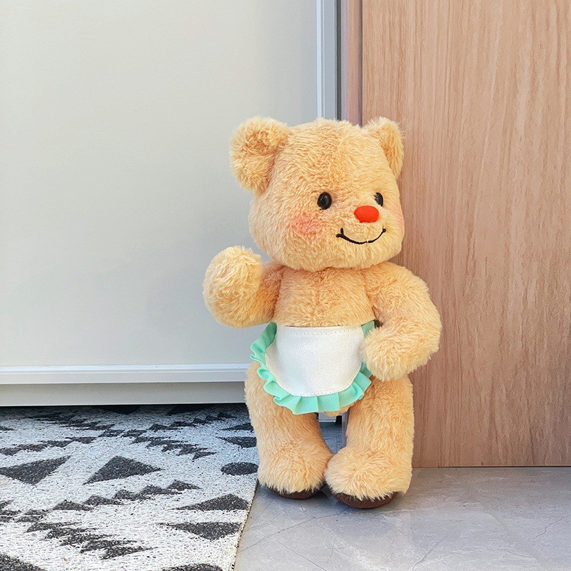 Urso De Manteiga Dos Desenhos Animados Boneca De Pelúcia Membros Móveis Com Quilha Tímido Em Avental Brinquedo Macio Plu