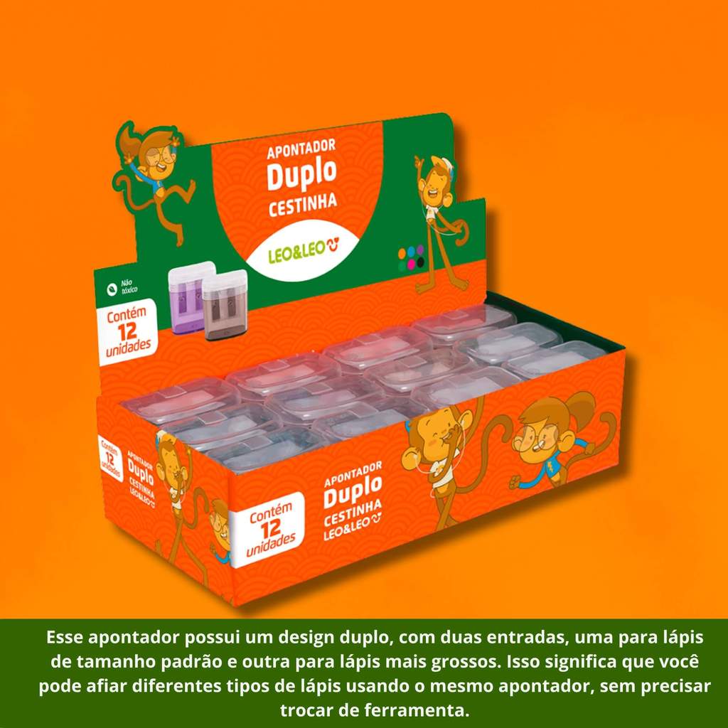Apontador Duplo Cestinha c/ Depósito (Caixa c/ 12 unidades) Leo&Leo Leonora - 4568 · foto 2