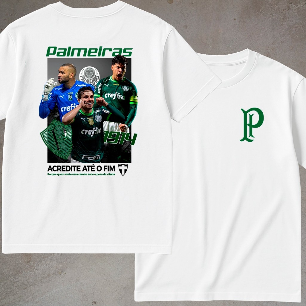 Camiseta Palmeiras Time Masculina Camisa 100% Algodão Blusa Veiga Weverton Gomez Mancha Verde Verdão