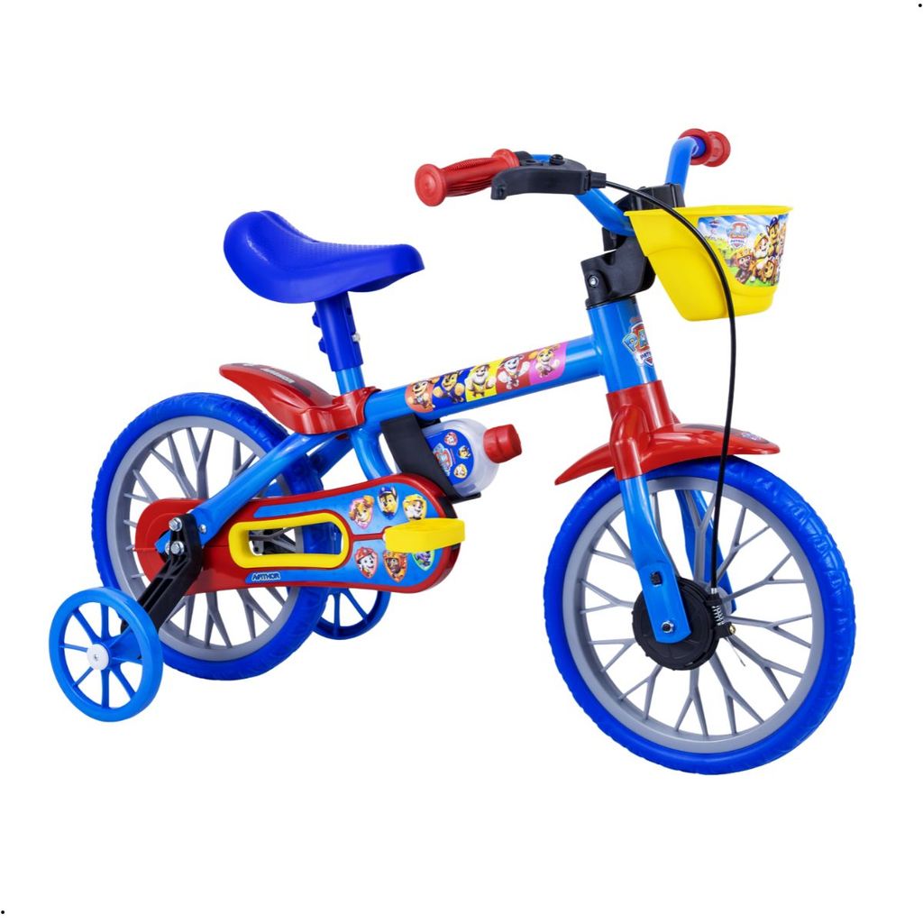 Bicicleta Patrulha Canina Infantil Carro 3 anos Com rodinhas Nathor Aro 12