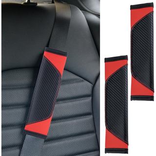 2 Peças de Protetores de Cinto de Segurança para Carro, Capas de Alça de Ombro em Fibra de Carbono, Almofada de Couro Re