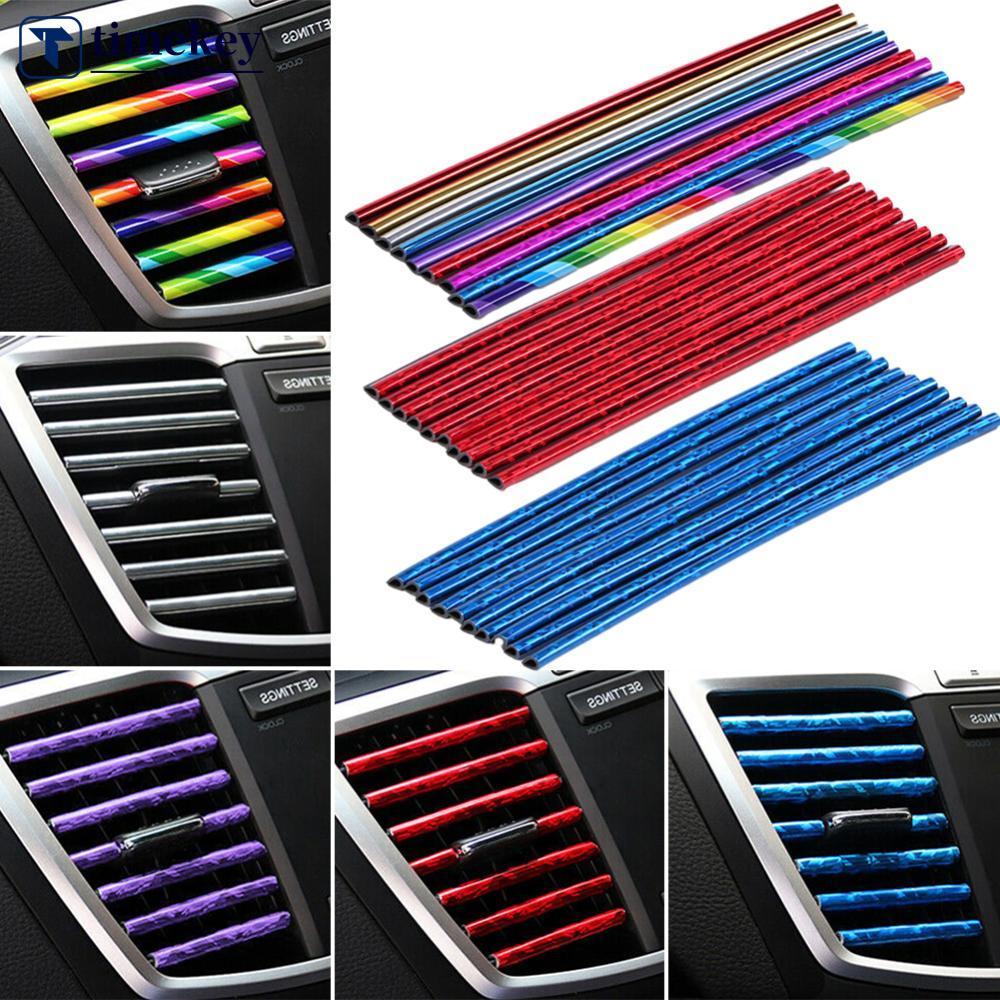 TIMEKEY 10 Pçs/Set 9 Cores Acessórios Do Carro AUTO Condicionador Saída De Ar Em Forma De U Decoração Tira Brilhante N4T