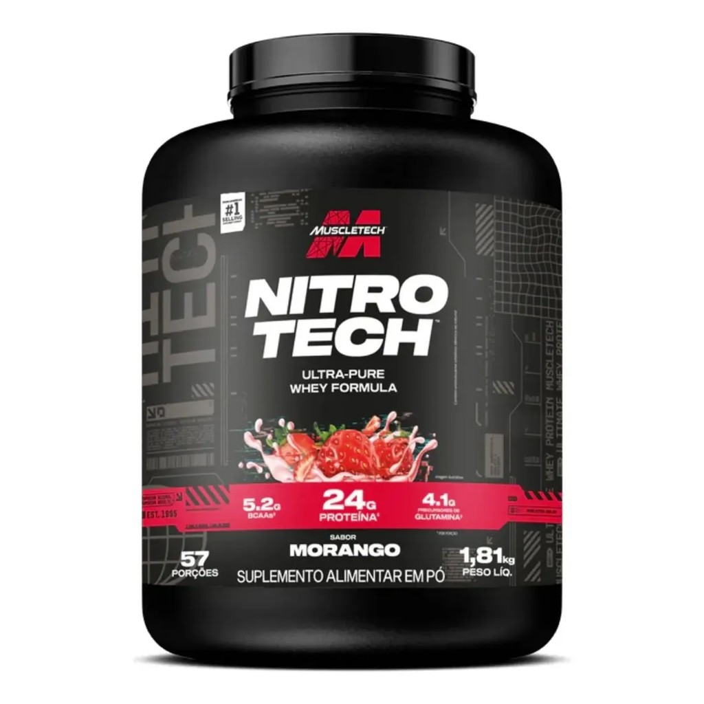 Whey Protein Nitro Tech Pote 1810g Muscletech Morango