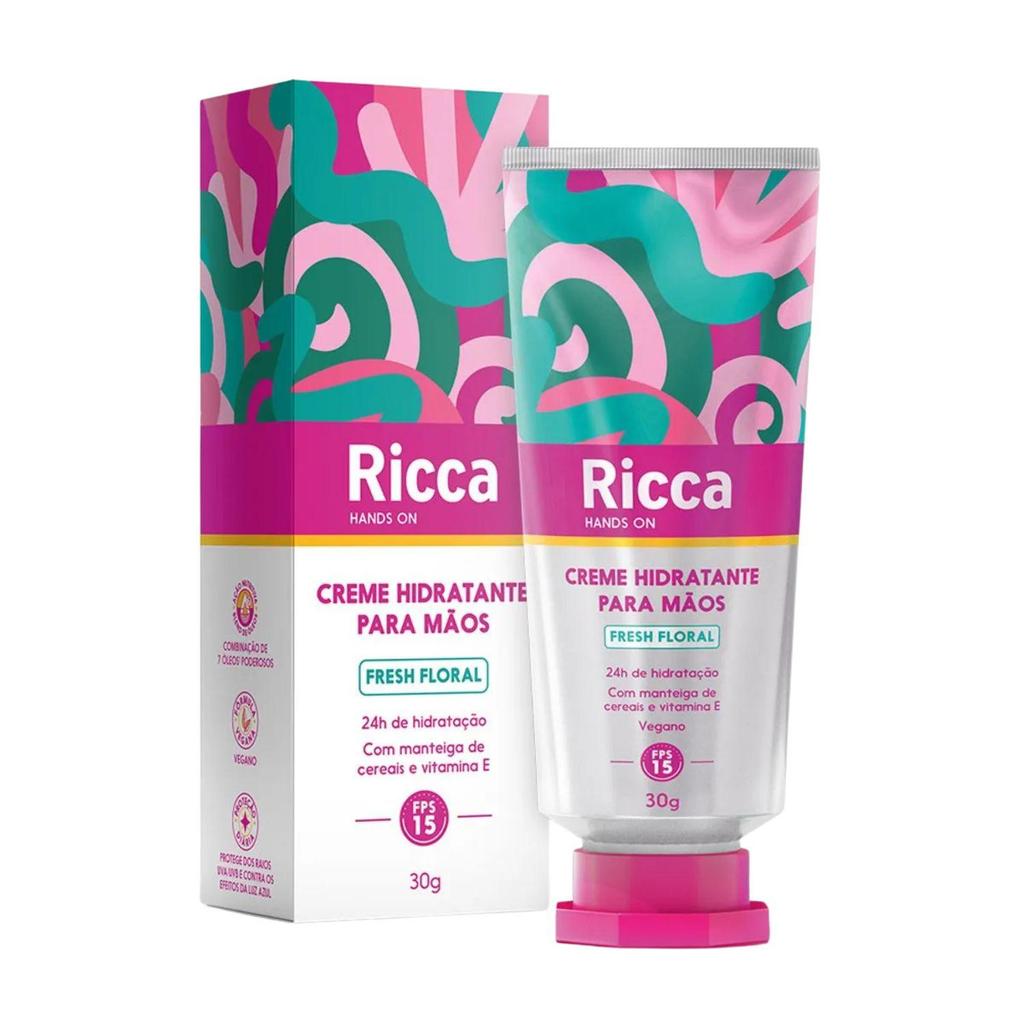 Creme Hidratante para Mãos Ricca Hands On Fps 15 Fresh Floral 30g Cód.2808