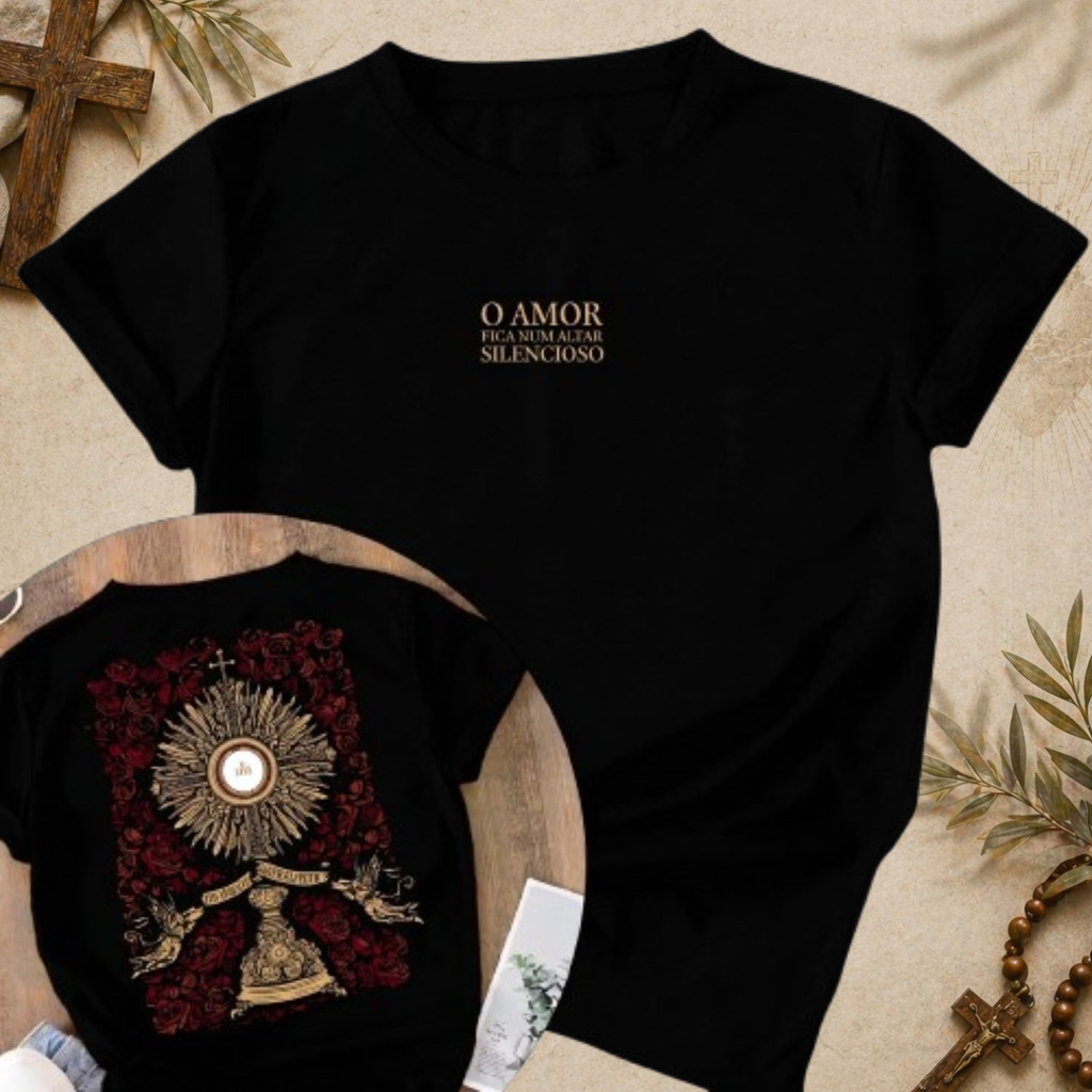 Camiseta Tradicional Sagrada Comunhão Blusa Cristã 100% Algodão Unissex