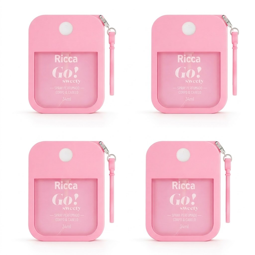 4 Spray Perfumado Desodorante Colonia Go! Sweety Ricca 34ml