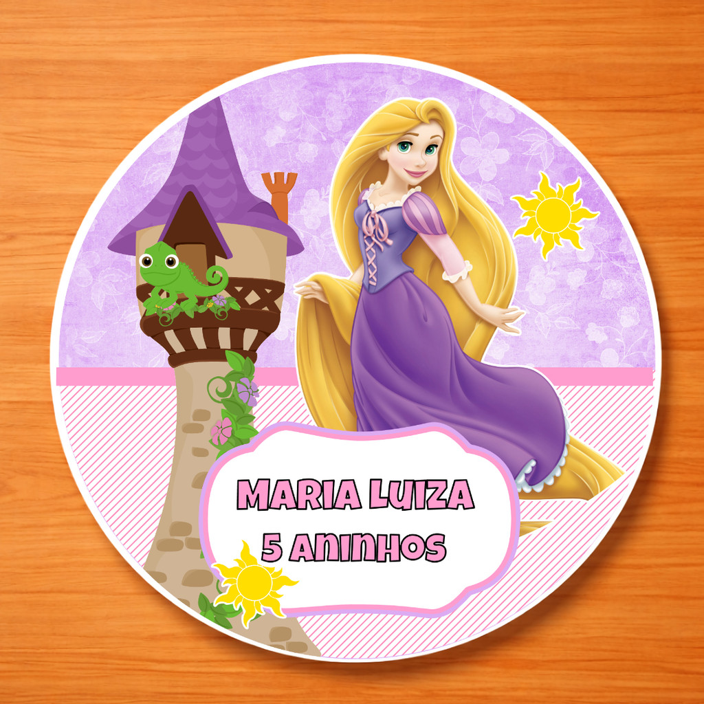 Adesivo Redondo Princesa Rapunzel Enrolados Para Lembrancinhas Personalizados