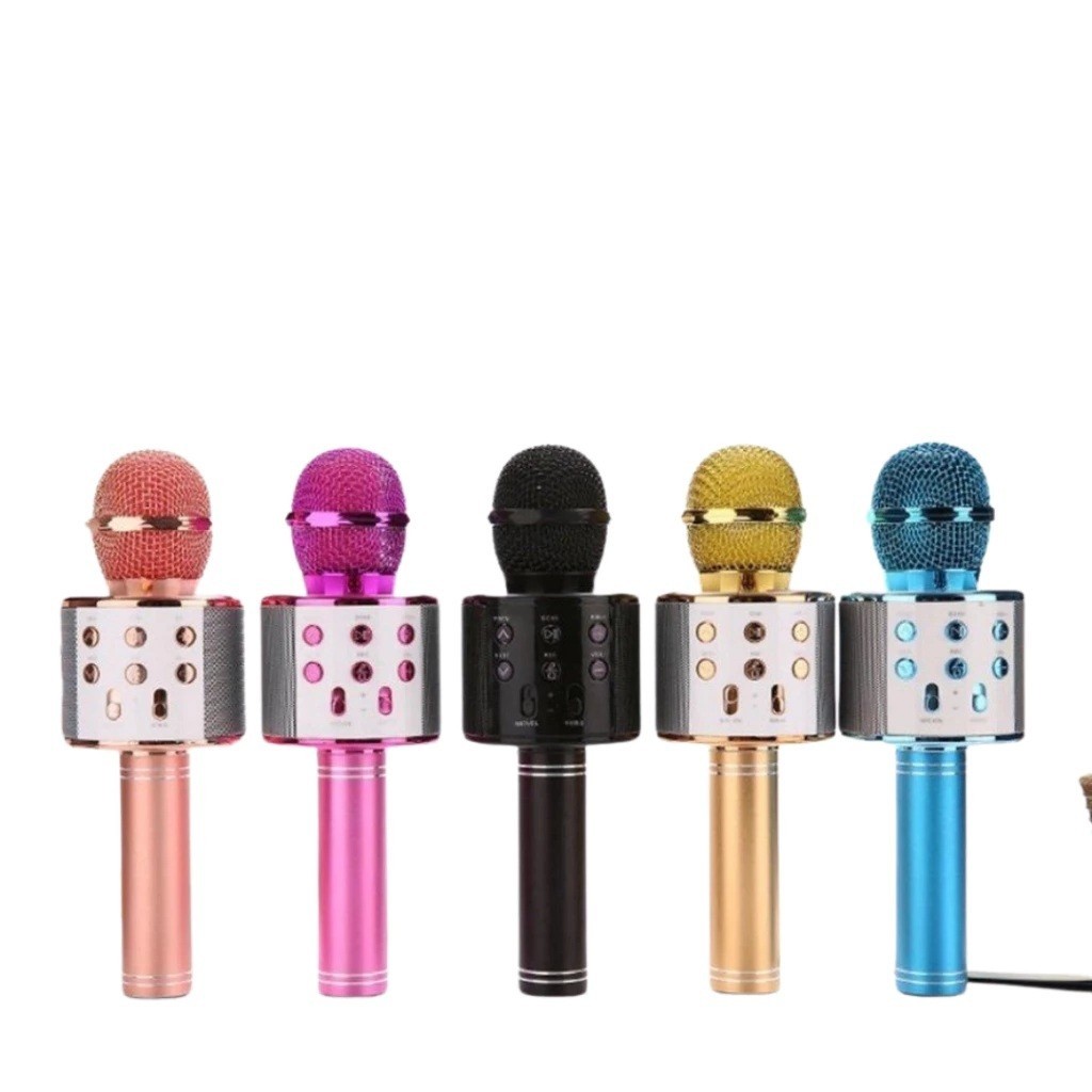 WS-858 - Microfone Infantil de Karaoke Microfone de Brinquedo Sem Fio Bluetooth