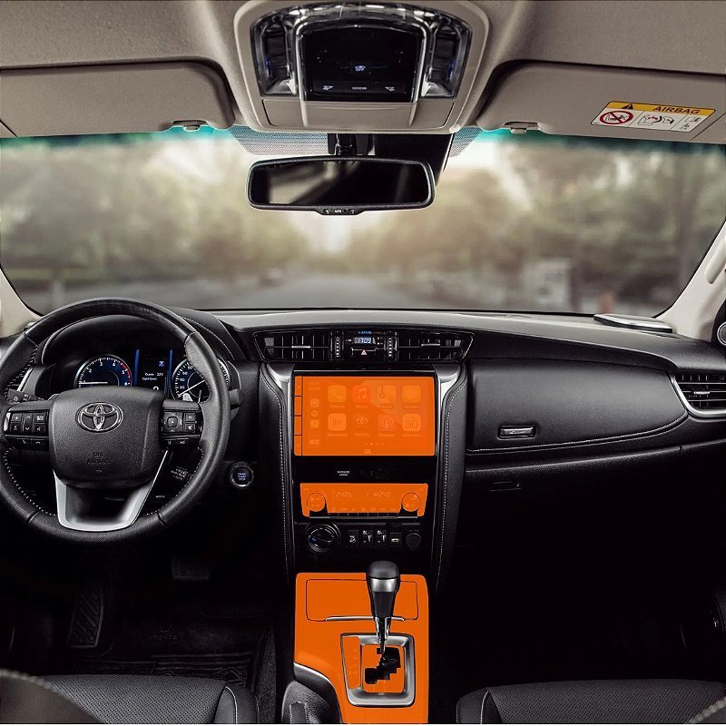 Película PPF Proteção Kit Console Central Ar Multimídia Toyota SW4 SRX Platinum 2024 2025 Transparente TPU
