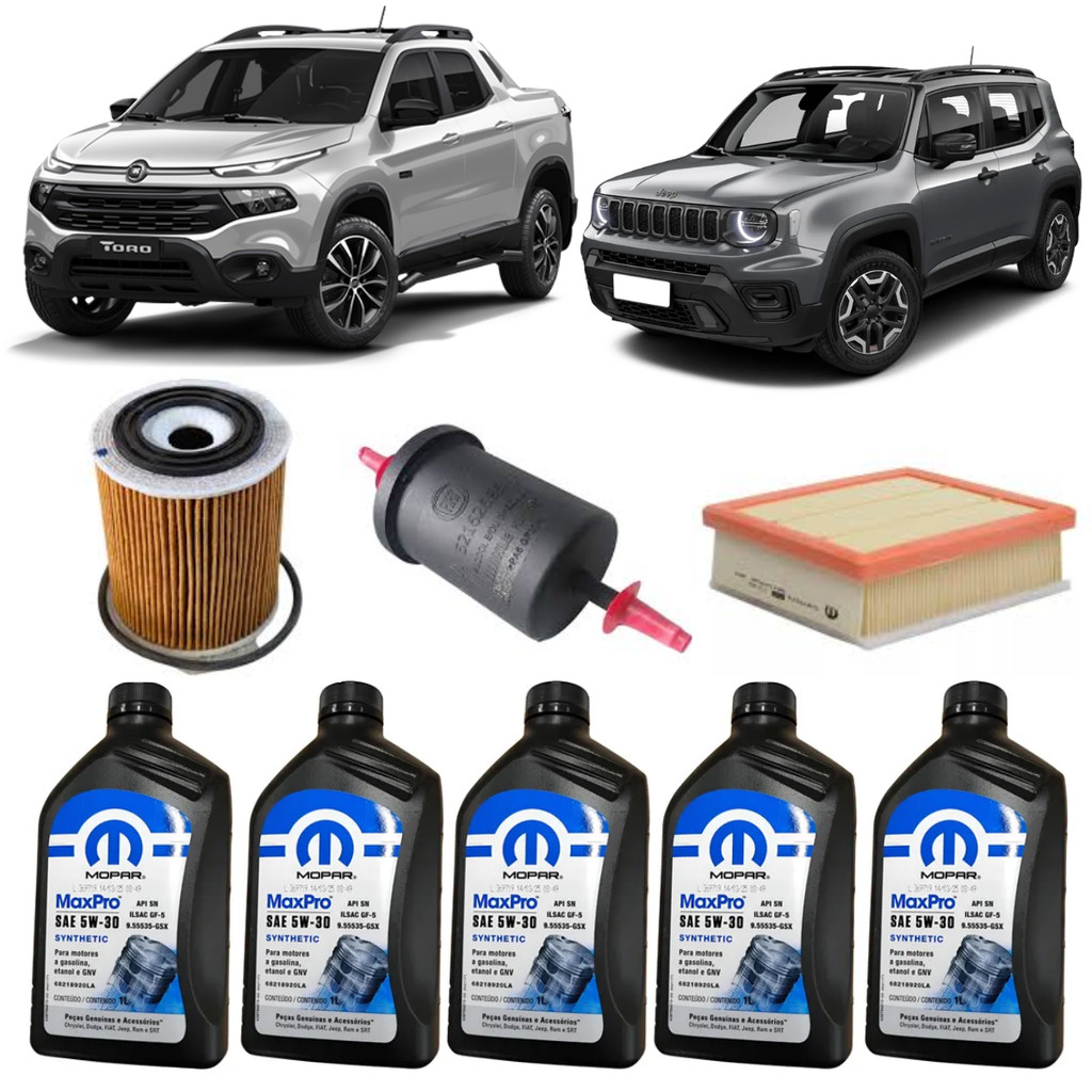Imagem Kit Revisão Toro Renegade 1.8 Oleo Filtros Original Fiat